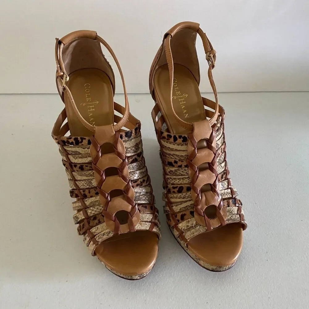 Cole Haan‎ Air Minka Wedge Sandals size 10B Brown